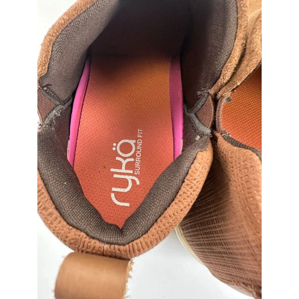 Ryka‎ VERA Bootie Ankle Boot Tan Suede Pull On Comfort Orthopedic Cushion Size 8
